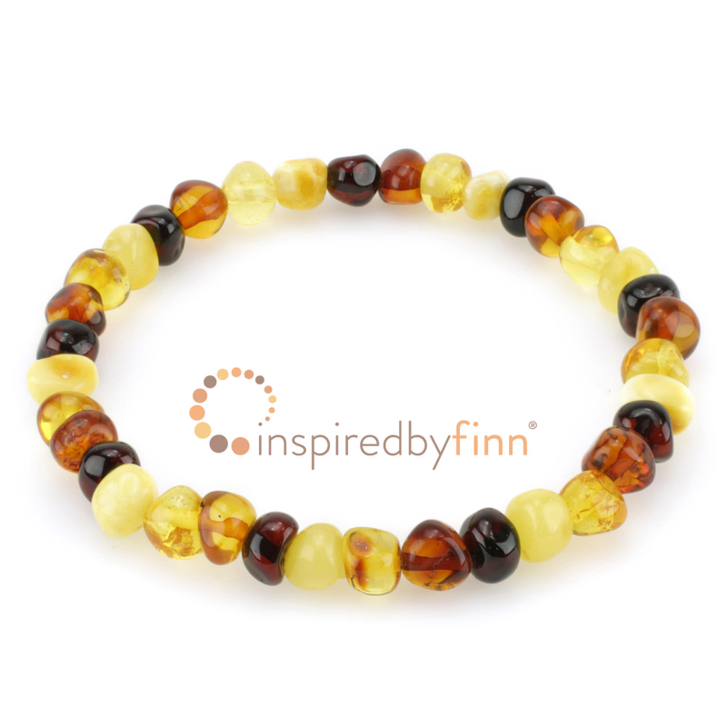 <u>Baltic Amber Elastic Bracelet - Polished 4 Different Colors<br>Larger Beads</u>