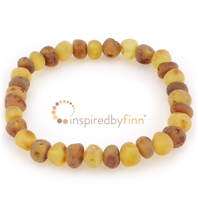 <u>Baltic Amber Elastic Bracelet - Unpolished Mixture<br>Larger Beads</u>
