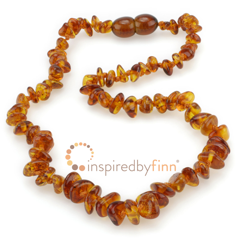 <u>Amber Teething Necklace - Kids Polished Honey Chips- Size 15"<br>Inspired by Finn</u>