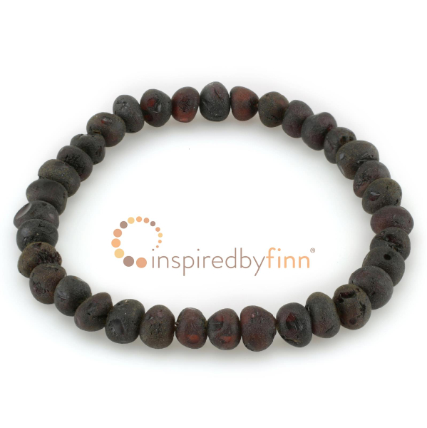 <u>Baltic Amber Elastic Bracelet - Unpolished Molasses<br>Larger Beads</u>