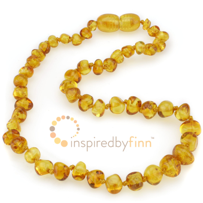 <u>SALE! (Select Sizes) - Amber Teething Necklace - Kids Polished Golden Swirl</u>