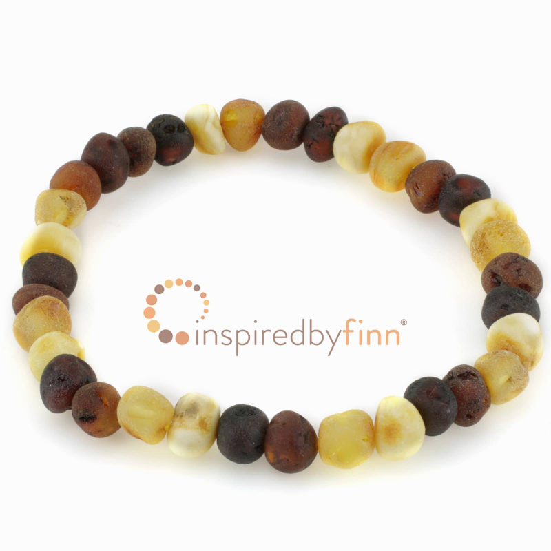 <u>Baltic Amber Elastic Bracelet - Unpolished Diversity<br>Larger Beads</u>