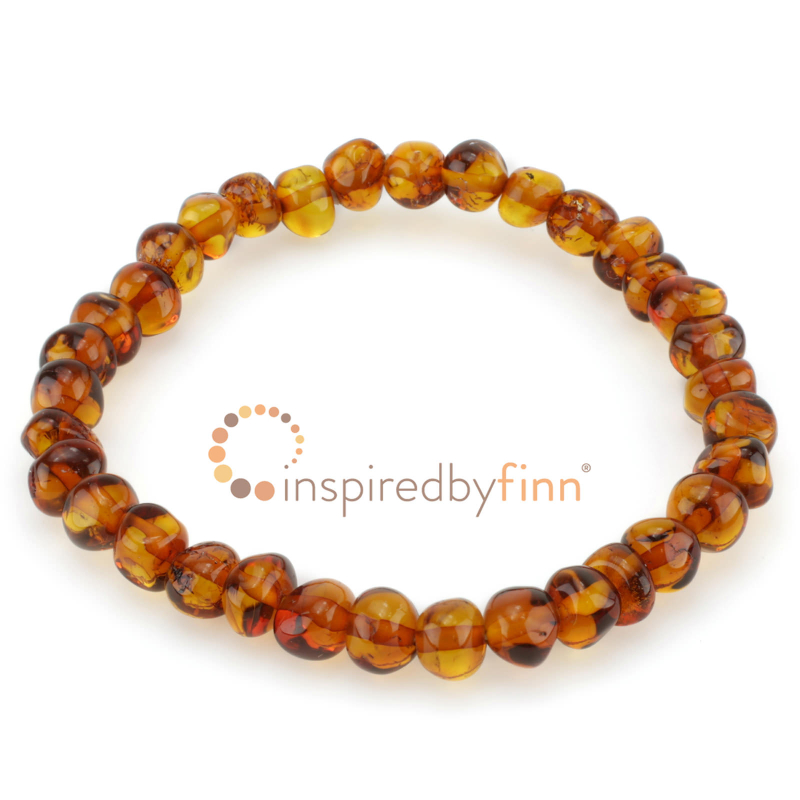 <u>Baltic Amber Elastic Bracelet - Polished Honey<br>Larger Beads</u>