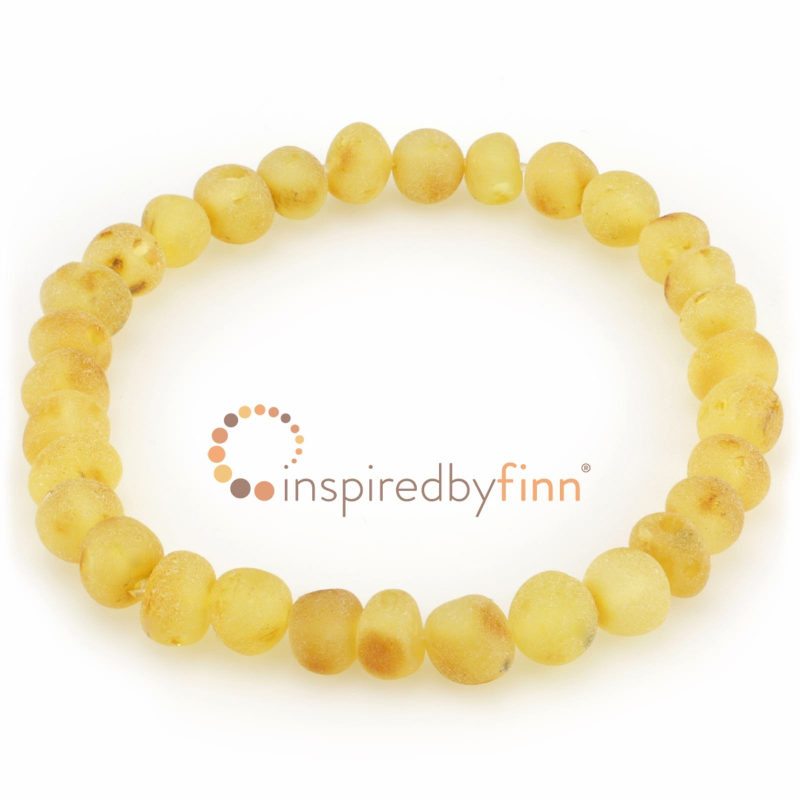 <u>Baltic Amber Elastic Bracelet - Unpolished Lemonade (Cinnamon Sprinkle)<br>Larger Beads</u>