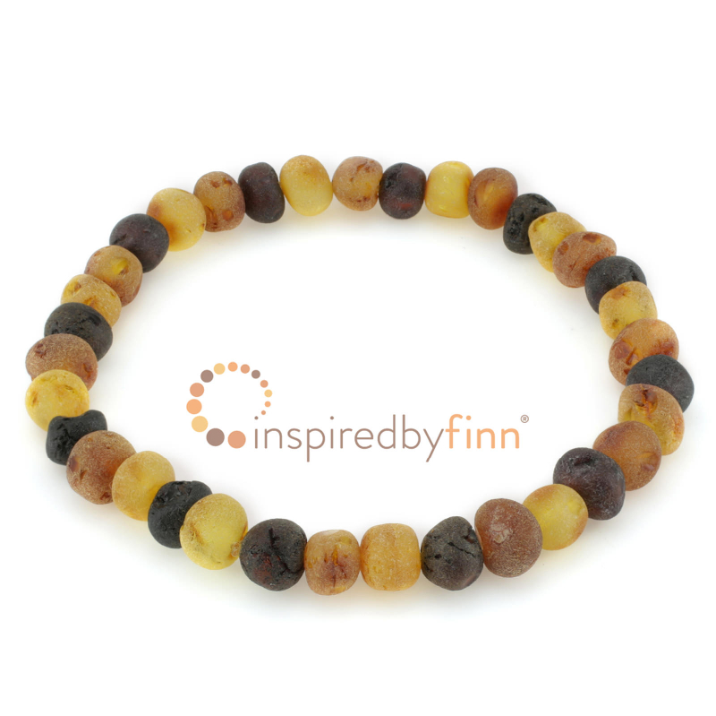 <u>Baltic Amber Elastic Bracelet - Unpolished Variation<br>Larger Beads</u>