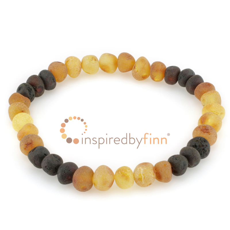<u>Baltic Amber Elastic Bracelet - Unpolished Multi<br>Larger Beads</u>