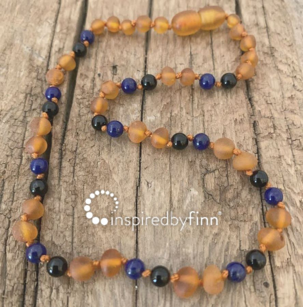 <u>Amber Teething Necklace - Kids Unpolished Cider + FOCUS & CONCENTRATION, All Kids Sizes<br>Inspired by Finn</u>