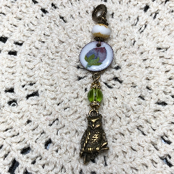 wisdom of beginnings, owl & enameled flos bud necklace pendant