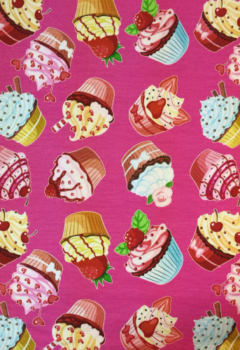 1yd Cut Pink Cupcake Fabric