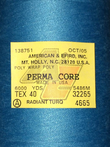 Perma Core Tex 40 Serger Thread Cone Radient Turq 6000yds