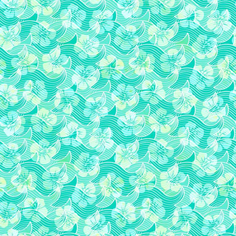 1yd cut Mermaid Hibiscus Floral Cotton Lycra Fabric