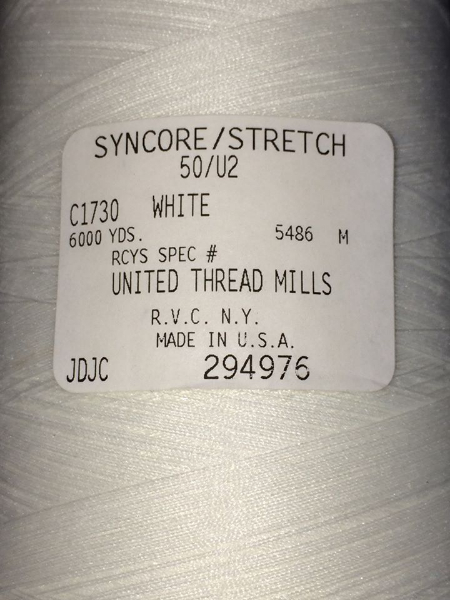 United Thread Mills Syncore/Stretch  50/U2 Thread White 6000yds