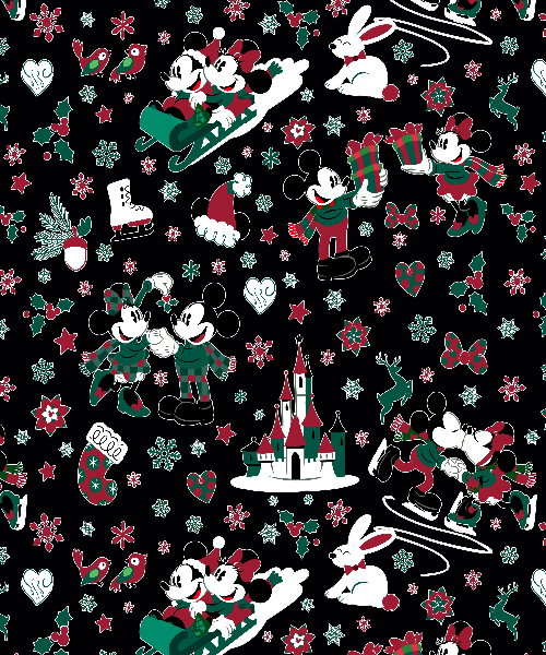 1yd Cut Magical Christmas Small Scale Green Cotton Lycra