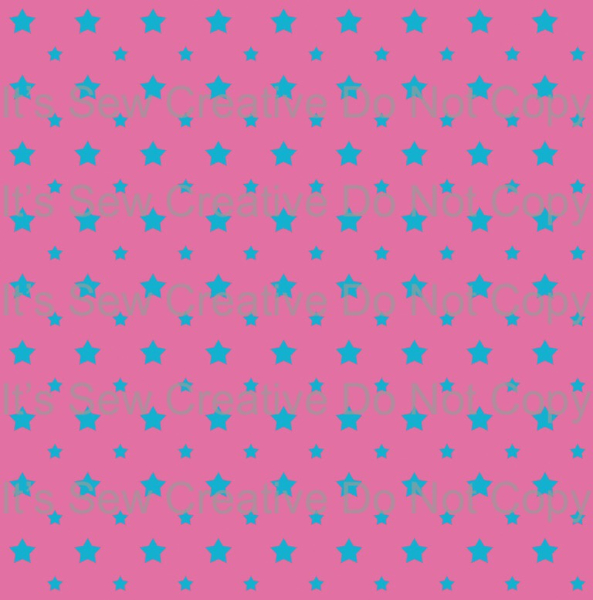 Pink with Light Blue Stars - C/L (1 yd cut)