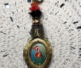 poppy fields forever vintage necklace pendant