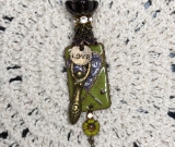 crowned heart goddess, enameled necklace pendant