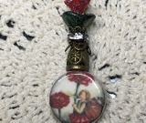 red poppy fairy kiln fired necklace pendant