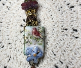 simply beautiful bird vintage ceramic necklace pendant