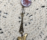 bird in the garden, flower enameled necklace pendant