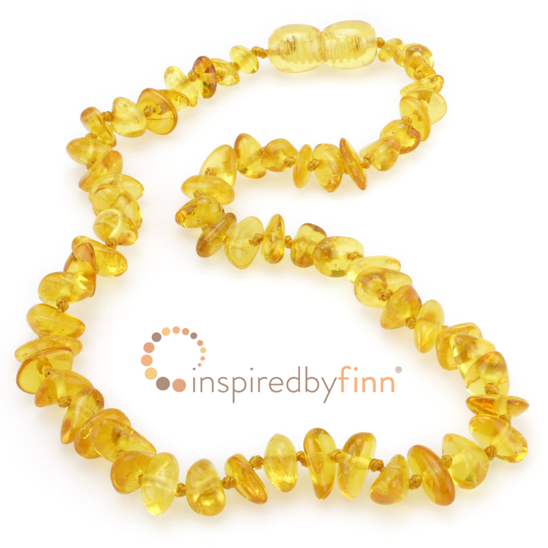 <u>Baltic Amber Teething Necklace - Kids Polished Lemon Chips<br>Inspired by Finn</u>