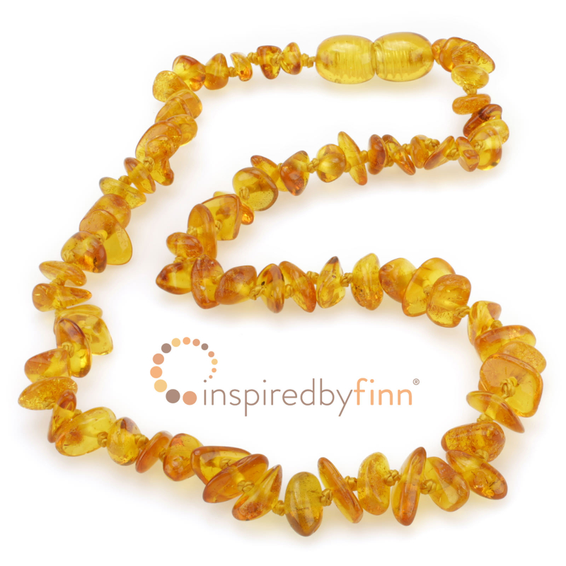 <u>CLEARANCE! Amber Teething Necklace - Kids Polished Golden Swirl Chips- Size 11.5 -12.5"<br>Inspired By Finn</u