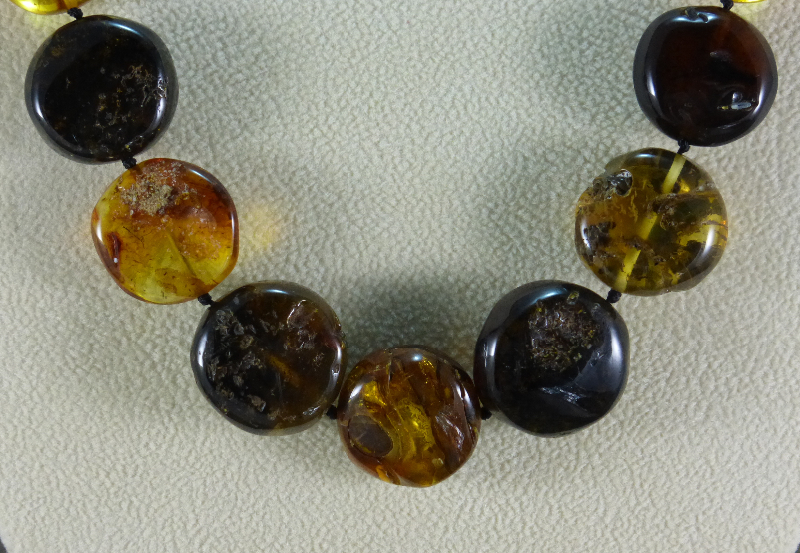 Baltic Amber Necklace - Polished Rustic Multicolor Button ...