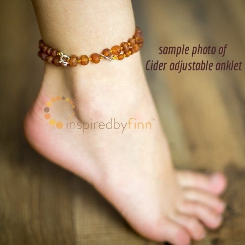<u>CLEARANCE! - Baltic Amber Anklet - Adjustable<br></u>Polished Dark Cherry/White