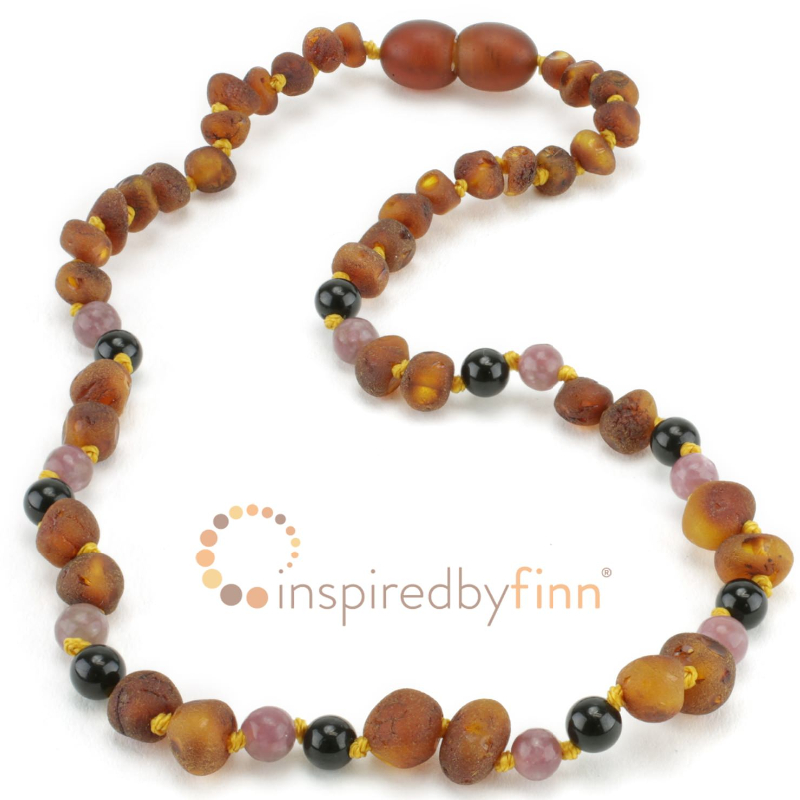 <u>Amber Hyperactivity Teething Necklace - Kids Unpolished Cognac + CURBS HYPERACTIVITY, All Kids Sizes<br>Inspired By Finn</u>