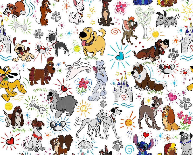 1yd Cut Large Scale Sketchy Dogs Woven Fabric Retail