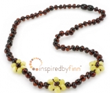 SALE! Baltic Amber Adult/Adolescent Necklace - Polished White Flower
