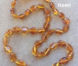 Baltic Amber Adult/Adolescent Necklace - Polished Bean Honey