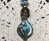 blue lotus tibetan rustic urban gecko necklace enameled pendant