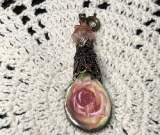 joni mitchell for the roses, vintage  kiln fired necklace pendant-one