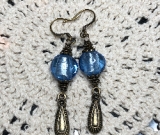vintage blue bronze drop earrings